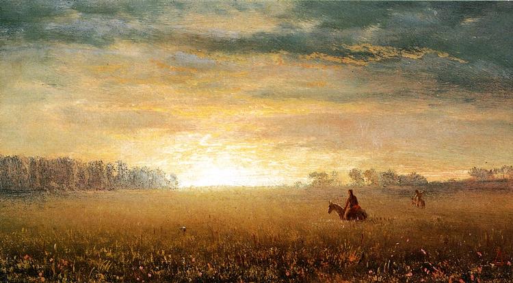 Albert Bierstadt Oil Painting Sunset of the Prairies